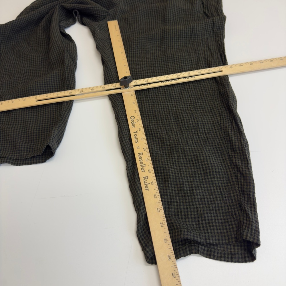 Eileen Fisher Pants Women X Large Green Black Puckered Organic Linen Tapered - Picture 12 of 12